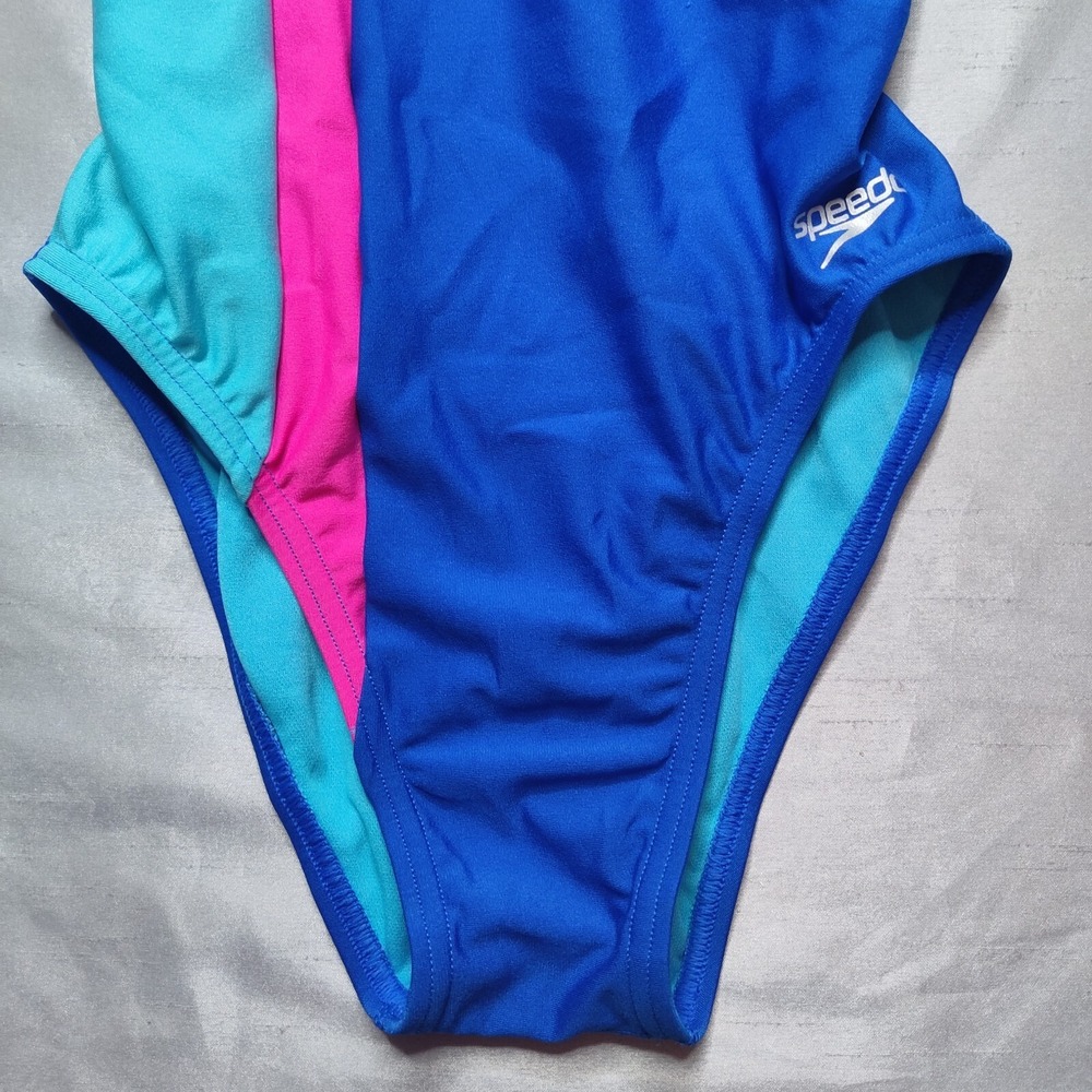 SPEEDO ENDURANCE Women 30 Chronos Blue One Piece Cheeky Tie Back Swimsuit NEW - Picture 5 of 13